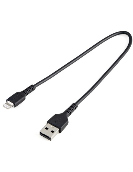 Cable Resistente USB-A a Lightning de 30 cm Negro - Cable de Sincronización y Carga USB Tipo A a Lightning con Fibra de Aramida