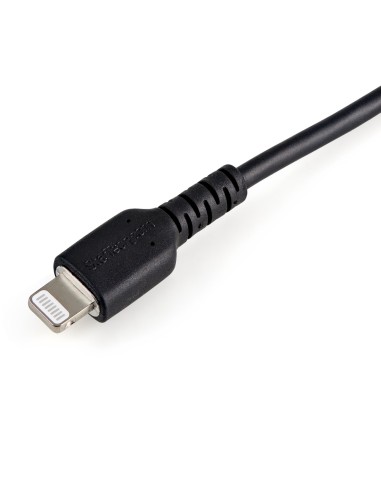 Cable Resistente USB-A a Lightning de 30 cm Negro - Cable de Sincronización y Carga USB Tipo A a Lightning con Fibra de Aramida