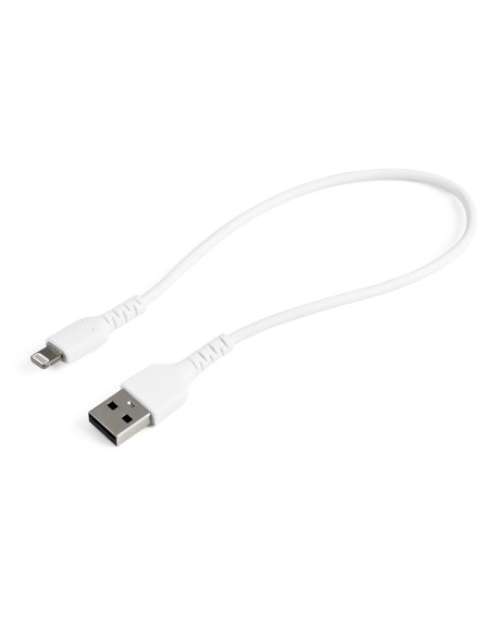 Cable Resistente USB-A a Lightning de 30 cm Blanco - Cable de Sincronización y Carga USB Tipo A a Lightning con Fibra de Aramid