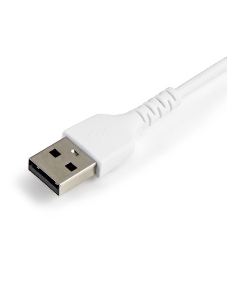 Cable Resistente USB-A a Lightning de 30 cm Blanco - Cable de Sincronización y Carga USB Tipo A a Lightning con Fibra de Aramid
