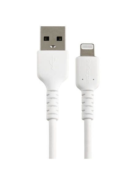 Cable Resistente USB-A a Lightning de 30 cm Blanco - Cable de Sincronización y Carga USB Tipo A a Lightning con Fibra de Aramid