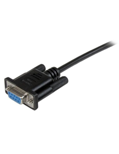 Cable de 2m Nulo de Módem Serie RS232 DB9 - Hembra a Hembra - Color Negro