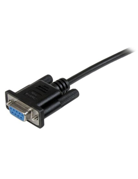 Cable de 2m Nulo de Módem Serie RS232 DB9 - Hembra a Hembra - Color Negro