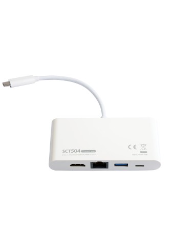 SCT504 base para portátil y replicador de puertos USB 3.2 Gen 1 (3.1 Gen 1) Type-C Blanco