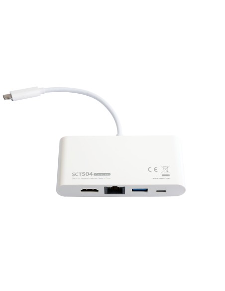 SCT504 base para portátil y replicador de puertos USB 3.2 Gen 1 (3.1 Gen 1) Type-C Blanco