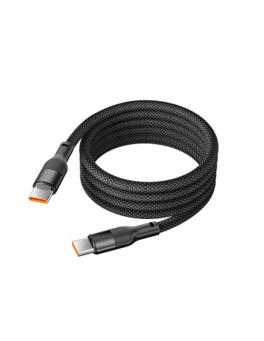 Cable de carga y datos , 1m, USB-C a USB-C, Carga ultrarrápida 60W, sistema magnético, Trenzado resistente, Negro