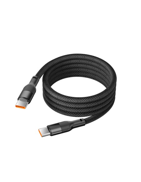 Cable de carga y datos , 1m, USB-C a USB-C, Carga ultrarrápida 60W, sistema magnético, Trenzado resistente, Negro