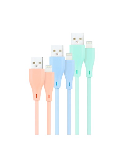 3 Cables Lightning a USB 2.0, Lightning/M-USB A/M, Rosa, Azul y Verde, 1 m