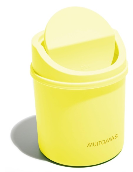 DESKBINYL cubo de basura Alrededor Amarillo