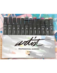 Estuche 12 rotuladores professional makers doble punta colores pastel
