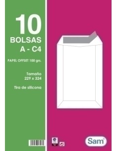 BOLSA SAM 229x324 BCO. 100g PAQ.10 - Pack de 25 unidades