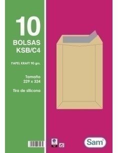 BOLSA SAM 229x324 KRAFT 90g PAQ.10 - Pack de 25 unidades