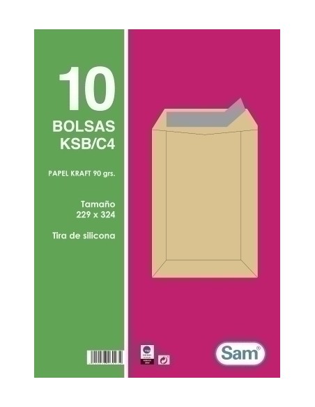 BOLSA SAM 229x324 KRAFT 90g PAQ.10 - Pack de 25 unidades