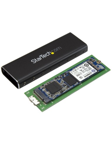 Caja USB 3.0 (5Gbps) a SSD M.2 de Aluminio con UASP - Negro - SATA NGFF M.2 con B Key y B+M Key - Caja Portátil Externa M.2 - N