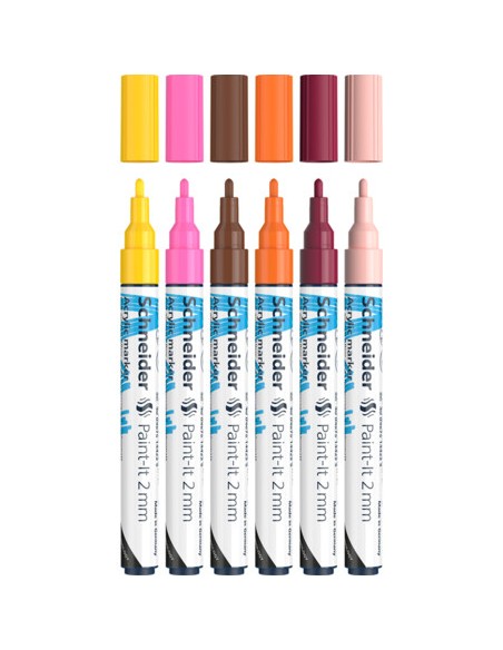 Paint-It marcador 6 pieza(s) Punta redonda Beige, Burdeos, Marrón, Naranja, Rosa, Amarillo