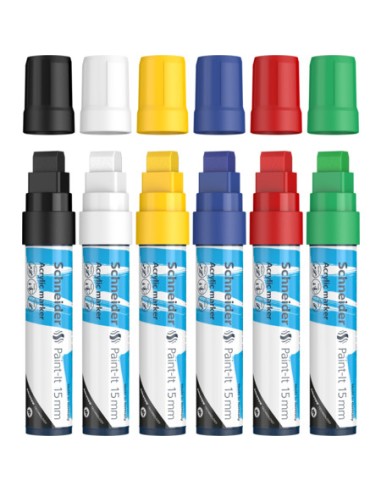 Paint-It marcador 6 pieza(s) Grueso Negro, Azul, Verde, Rojo, Blanco, Amarillo