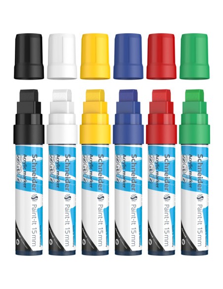 Paint-It marcador 6 pieza(s) Grueso Negro, Azul, Verde, Rojo, Blanco, Amarillo
