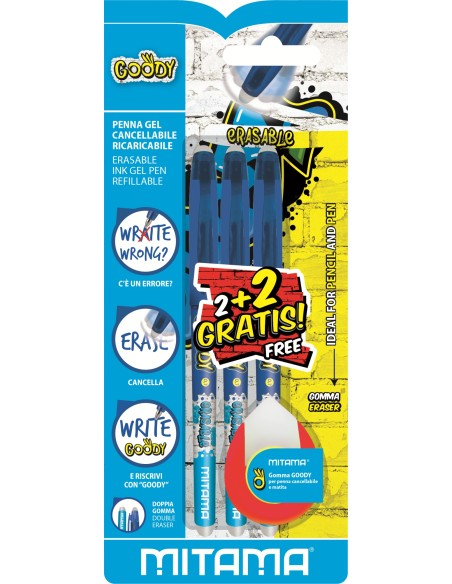 Penna Cancellabile Blu Goody 2pz Bolígrafo de gel con tapa Azul