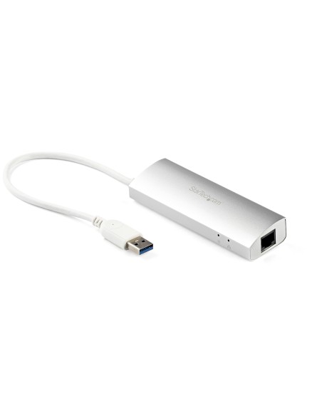 Hub Ladrón USB 3.0 de 3 Puertos con Adaptador de Red Ethernet Gigabit - Hub Concentrador USB-A - Alimentado por el Bus - 5Gbps -