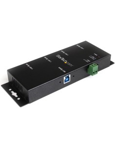 Hub Concentrador USB 3.0 de 4 Puertos - 5Gbps - Ladrón USB-A Industrial de Metal - de Montaje en Carril DIN, Pared o Escritorio 