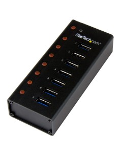 Concentrador USB 3.0 de 7 Puertos con Caja de Metal - 5Gbps - Hub de Sobremesa o Montaje en Pared