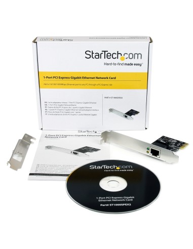 Adaptador Tarjeta de Red NIC PCI Express PCI-e de 1 Puerto Gigabit Ethernet - 1x RJ45 Hembra - Perfil Doble