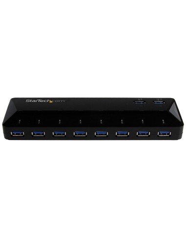 Concentrador USB 3.0 (5Gbps) de 10 Puertos - Ladrón con Puertos de Carga y Sincronización - Hub con 2 Puertos de 1,5A