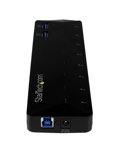 Concentrador USB 3.0 (5Gbps) de 10 Puertos - Ladrón con Puertos de Carga y Sincronización - Hub con 2 Puertos de 1,5A