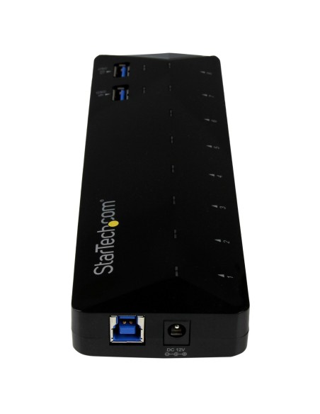 Concentrador USB 3.0 (5Gbps) de 10 Puertos - Ladrón con Puertos de Carga y Sincronización - Hub con 2 Puertos de 1,5A