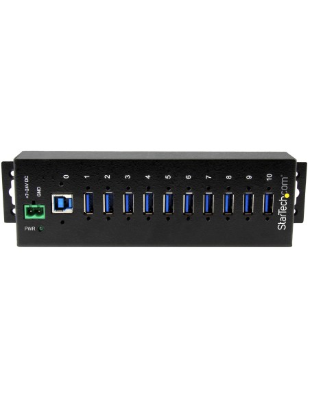 Hub Industrial de 10 Puertos USB 3.0 - 5Gbps - Ladrón Concentrador USB-A con Protección Antiestática ESD y Protección de Picos 
