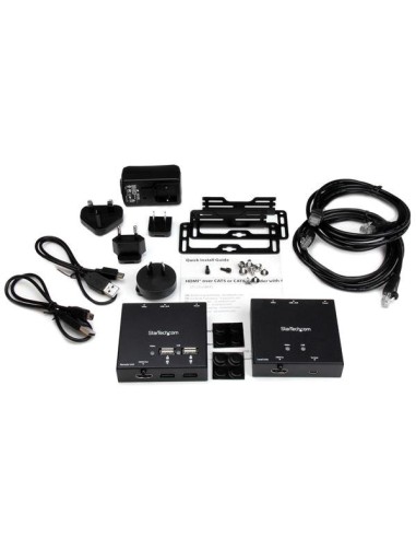 Extensor HDMI por Cable CAT6 con Concentrador USB de 4 Puertos - 50m - 1080p