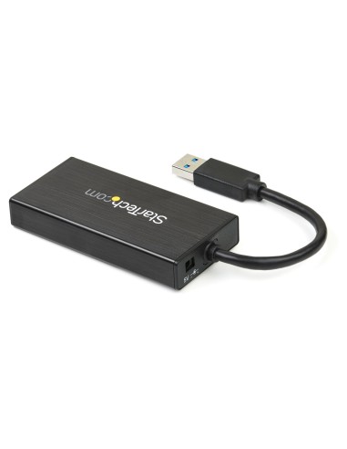 Hub USB 3.0 de Aluminio con Cable - 5Gbps - Concentrador de 3 Puertos USB con Adaptador de Red Ethernet Gigabit