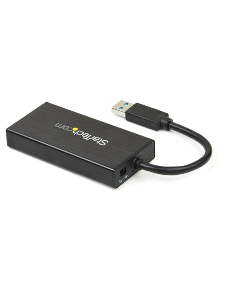 Hub USB 3.0 de Aluminio con Cable - 5Gbps - Concentrador de 3 Puertos USB con Adaptador de Red Ethernet Gigabit