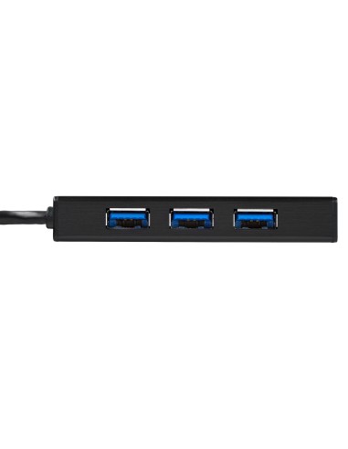 Hub USB 3.0 de Aluminio con Cable - 5Gbps - Concentrador de 3 Puertos USB con Adaptador de Red Ethernet Gigabit
