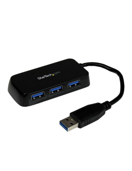 Adaptador Concentrador Hub Ladrón USB 3.0 (5Gbps) Super Speed para Portátil de 4 Puertos Salidas - Negro