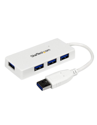 Adaptador Concentrador Hub Ladrón USB 3.0 (5Gbps) Super Speed para Laptop de 4 Puertos Salidas - Blanco