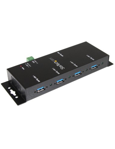 Hub Concentrador USB 3.0 de 4 Puertos - 5Gbps - Ladrón USB-A Industrial de Metal - de Montaje en Carril DIN, Pared o Escritorio
