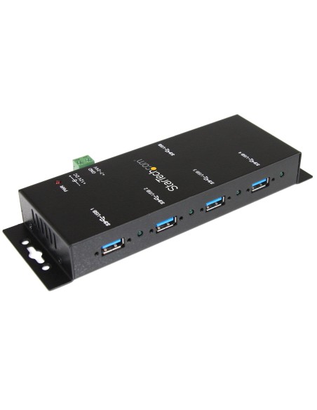 Hub Concentrador USB 3.0 de 4 Puertos - 5Gbps - Ladrón USB-A Industrial de Metal - de Montaje en Carril DIN, Pared o Escritorio