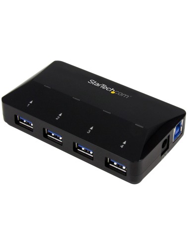 Concentrador USB 3.0 de 4 Puertos - 5Gbps - Ladrón con Puertos de Carga y Sincronización - Hub con 1 Puerto de 2,4A