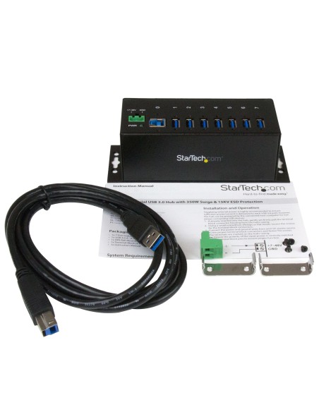 Hub Concentrador USB 3.0 de 7 Puertos - 5Gbps - Ladrón USB Industrial de Metal con Protección ESD y Protección de Picos de 350W