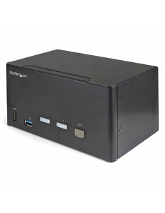 Switch Conmutador KVM de 2 Puertos DisplayPort 4K para 3 Monitores - Vídeo de 4K y 60Hz Ultra HD - HDR - Hub Ladrón USB 3.0 de 2