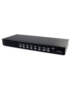 Conmutador Switch KVM 8 Puertos de Vídeo VGA HD15 USB 2.0 USB A y Audio - 1U Rack Estante