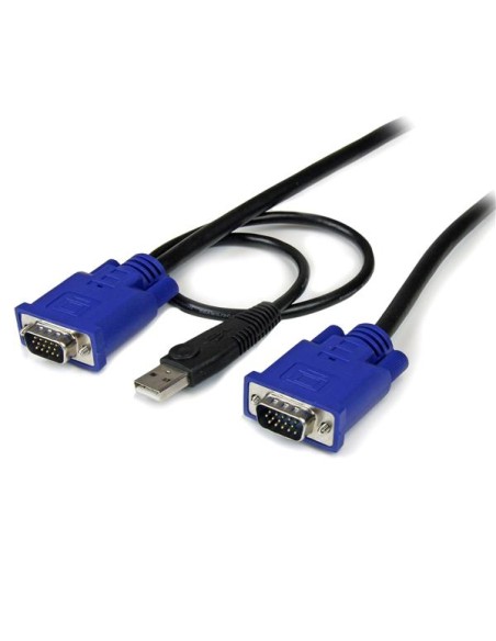 Cable KVM de 3m Ultra Delgado Todo en Uno VGA USB HD15 - 10ft Pies 2 en 1