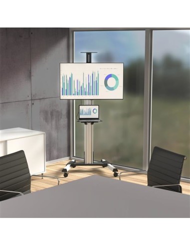 Carro de Transporte para Televisor de 32 a 70 Pulgadas - Carrito AV Móvil Mesa Rodante para TV VESA con Ajuste de un Toque