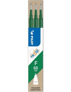 C 12 estuches 3 recambios boligrafo frixion verde 07mm pilot