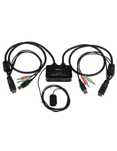 Conmutador Switch KVM 2 puertos HDMI USB Audio con Cables Integrados - 1080p Conmutador Switch KVM 2 puertos HDMI USB Audio con Cables Integrados - 1080p