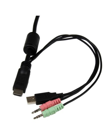 Conmutador Switch KVM 2 puertos HDMI USB Audio con Cables Integrados - 1080p
