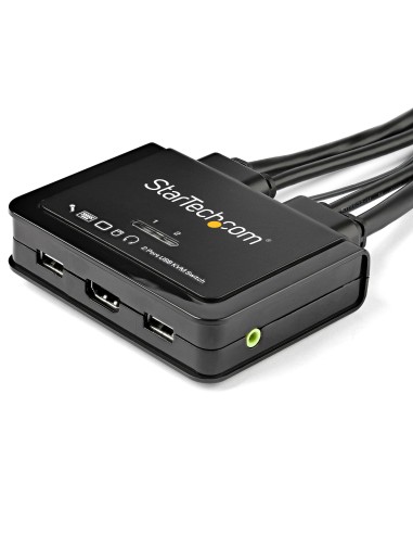 Switch Conmutador KVM de 2 Puertos HDMI - 4K de 60Hz - Switch Conmutador Selector KVM Compacto de Sobremesa Ultra HD UHD con 2