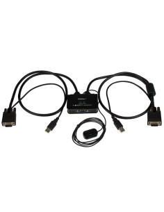 Switch Conmutador KVM de Cable con 2 Puertos VGA USB Alimentado por USB con Interruptor Remoto 2