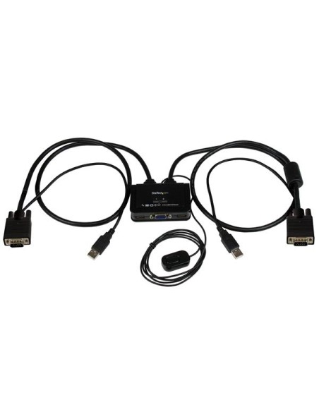 Switch Conmutador KVM de Cable con 2 Puertos VGA USB Alimentado por USB con Interruptor Remoto Switch Conmutador KVM de Cable con 2 Puertos VGA USB Alimentado por USB con Interruptor Remoto